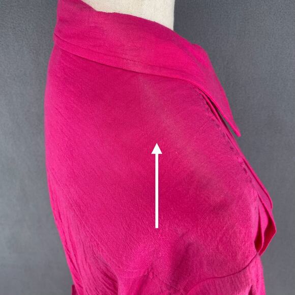 Vtg 80s 90s Two Potato Button Down Tie Back Short Sleeve Maxi Dress M Pink NOS - Picture 11 of 16